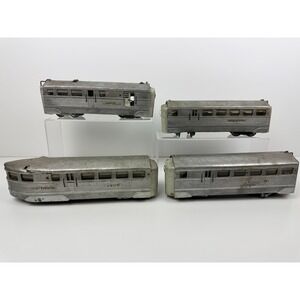 Vintage American Flyer Burlington Zephyr 9900 O Gauge Train Set 4 Silver Cars